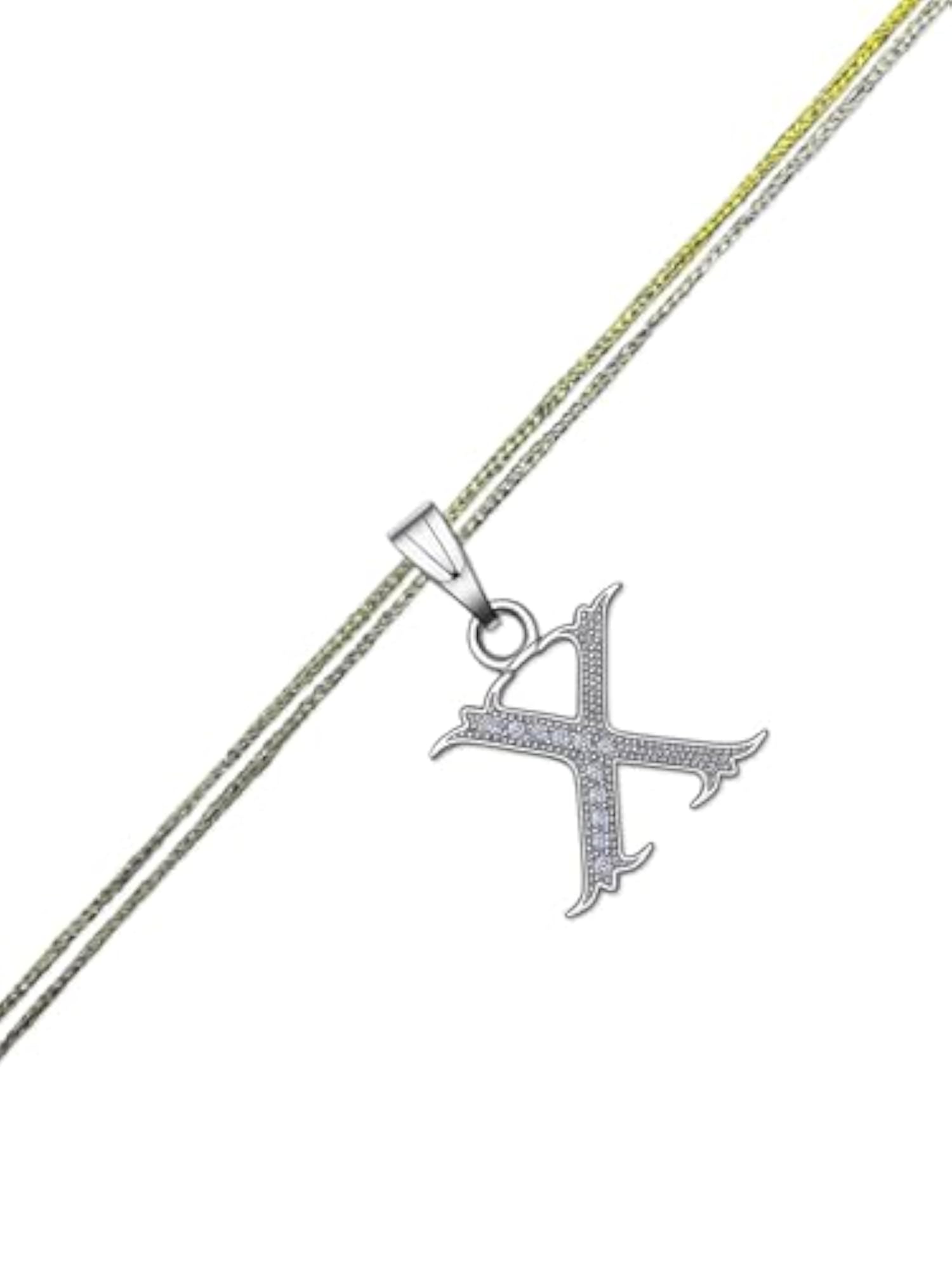 X Roman Letter Silver Plated Initial Rakhi Bracelet